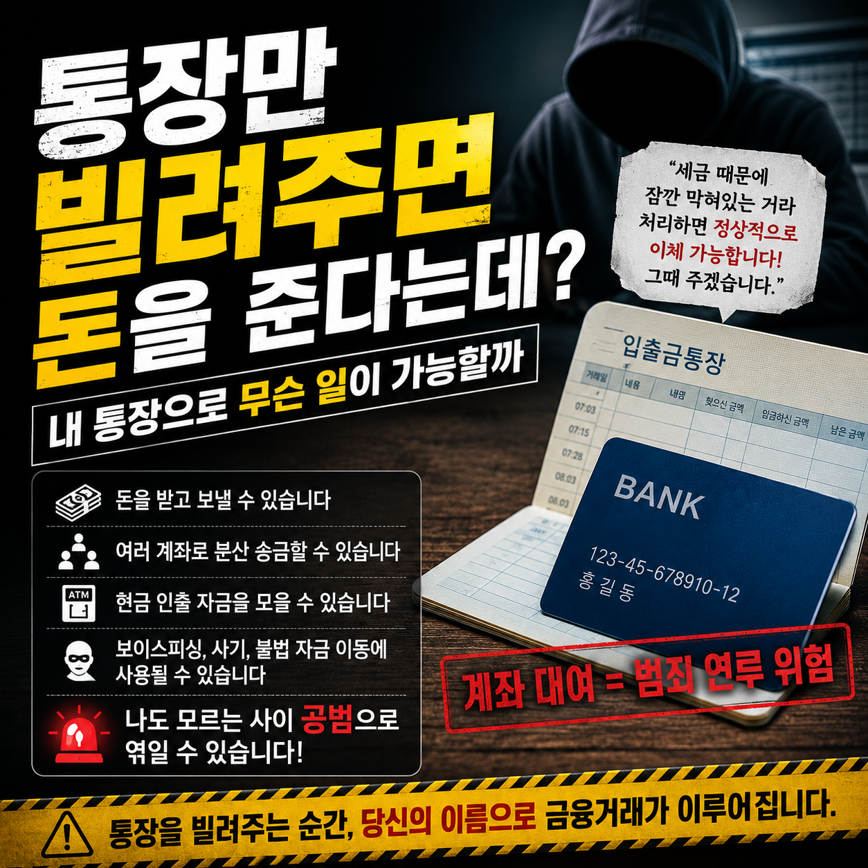 통장만 빌려주면 돈을 준다는데 괜찮을까?