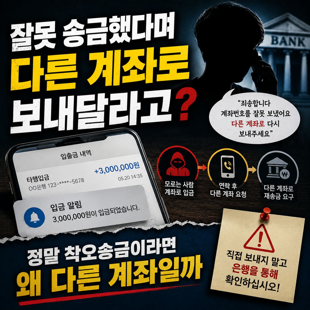 잘못 송금했다며 다른 계좌로 보내달라는데 괜찮을까?